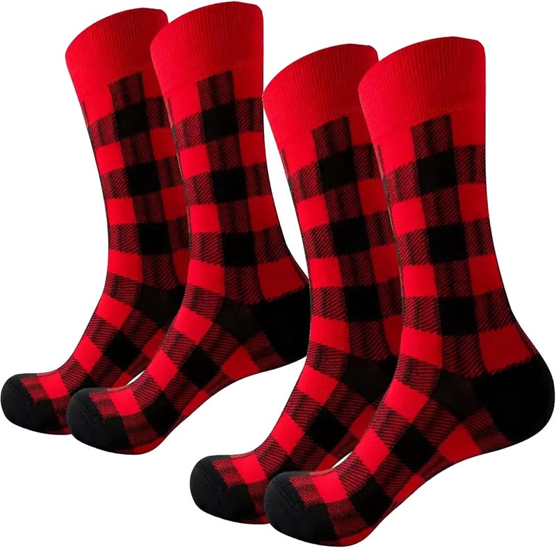 UTOWO Buffalo-Plaid-Cotton-Socks - Check Crew Socks Hiking Casual Warm Socks 2-pairs Fit for women - Image 1